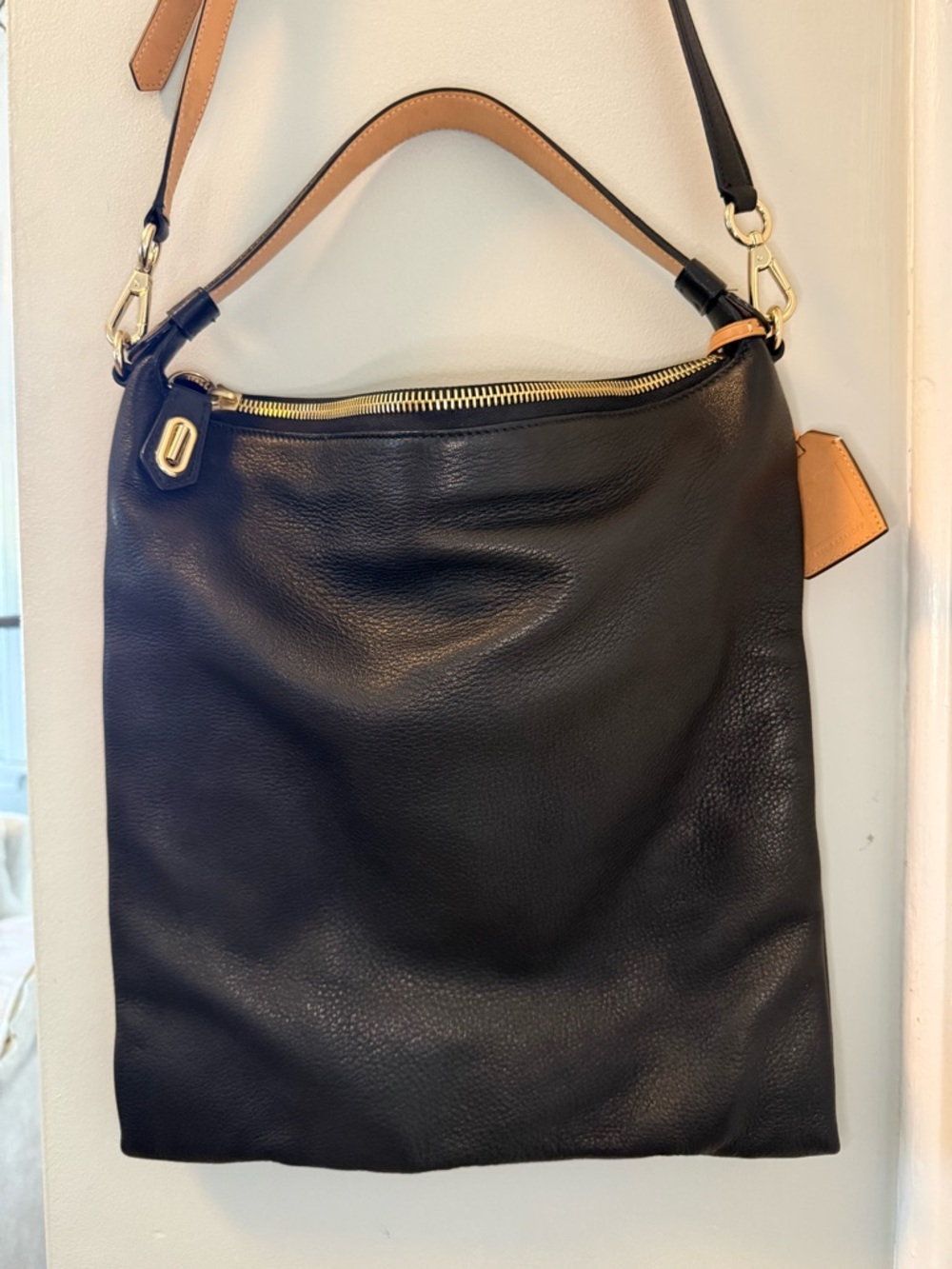 NWT Reed Krakoff black pebble deerskin messenger bag with gold hardware - Picture 5 of 7
